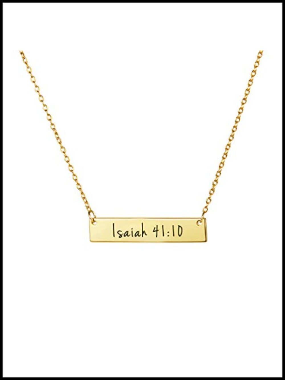 Copper Plated Bible Verse Bar Necklace Faith Christian Jewelry Gift